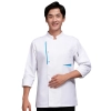 Asian design blue hem restaurant chef staff uniform working jacket