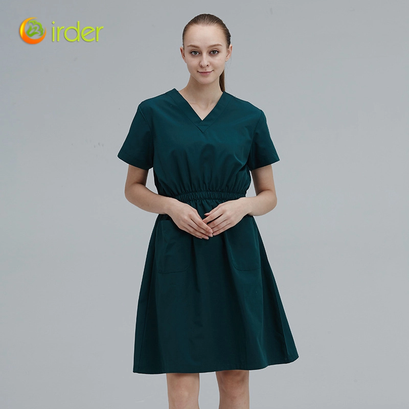 2025 quick drying elastic waist one piece scrubs dress