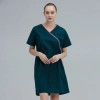 2022 quick drying elastic waist one piece scrubs dress Color blackish green (with pink hem)