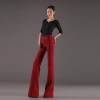 hot sale woolen straight leg woman large size flare pants trouser Color Wine
