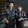 2023 japanese casual flower print sushi restaurant chef blouse jacket uniform