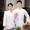 autumn long sleeve chef jacket pocket both for women and men Color White
