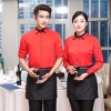 long sleeve solid color restaurant hotpot store waiter waitress shirt blouse (free apron)