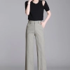 fashion casual loose linen cotton women trousers  pant Color Blackish Green
