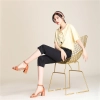 Korea design tancel fabirc lady pant flare pant cotton women trousers capris Color Black
