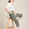 Korea design tancel fabirc lady pant flare pant cotton women trousers capris Color Blackish Green