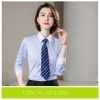 high quality solid collar long sleeve office work shirt  teach shirt chef shirt Color female navy stripes