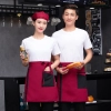 high quality black denim patchwork restaurant cafe bar waiter  apron half length apron Color Wine