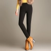 2025 autumn winter thicken fleece lining flared pants women's trouser Color Black