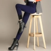 2025 autumn winter thicken fleece lining flared pants women's trouser Color Navy Blue