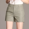 2025 summer linen fabric women's shorts pant Color Blackish Green