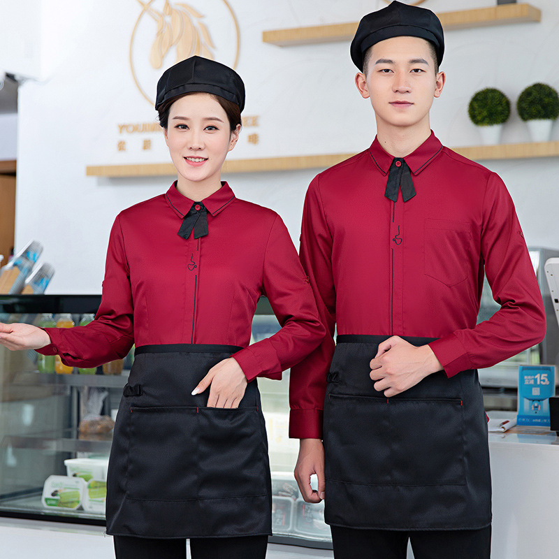 long sleeve restaurant cafe bar waiter staff jacket shirt uniform