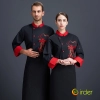 long sleeve Chinese dragon embroidery restaurant cafe bar chef jacket shirt uniform Color black red