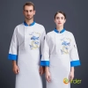 long sleeve Chinese dragon embroidery restaurant cafe bar chef jacket shirt uniform Color White