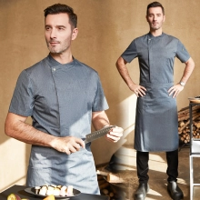 Europe design short sleeve jacket for chef work invisual button design
