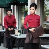 fashion high quality classic long sleeve men women shirt waiter work shirt