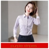 fashion high quality slim stripes men business shirt women work shirt Color women purple stripes shirt
