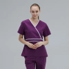 solid collar white hem beauty shop hospital women nurse doctor srcubs blouse pant suit uniform Color Color 1