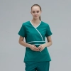 solid collar white hem beauty shop hospital women nurse doctor srcubs blouse pant suit uniform