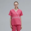 solid collar white hem beauty shop hospital women nurse doctor srcubs blouse pant suit uniform Color Color 5