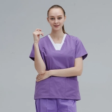 fashion high quality white V collar good fabric nurse scrubs suits uniform blouse pant