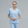 fashion high quality white V collar good fabric nurse scrubs suits uniform blouse pant