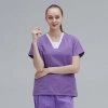 fashion high quality white V collar good fabric nurse scrubs suits uniform blouse pant Color Color 4