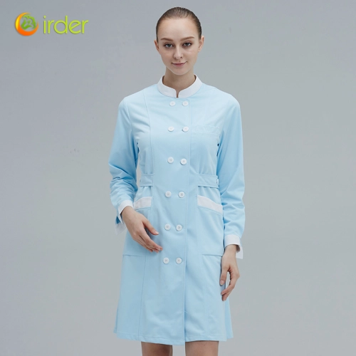 white collar long sleeve coat for nurse hospital doctor work uniform