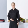2022 classic fashion doublue breasted chef jacket cook coat uniform Color Black