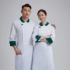 green collar invisable button long sleeve chef coat work uniform