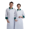 green collar invisable button long sleeve chef coat work uniform