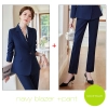 fashion high quality women staff uniform work suits discount skirt/pant suit Color navy blazer + pant