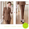 fashion high quality women staff uniform work suits discount skirt/pant suit Color brown blazer + pant