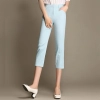 light blue good fabric women pant capris office  uniform