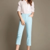 light blue good fabric women pant capris office  uniform