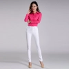 wild fashion women pencil pant boot cut cotton trousers Color White