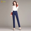classic fashion casual  bell bottom cotton office lady women pencil pants jeans trousers Color Navy Blue