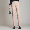 elastic fabric straight leg women trousers casual pant Color Khaki
