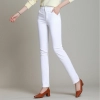 elastic fabric straight leg women trousers casual pant Color White