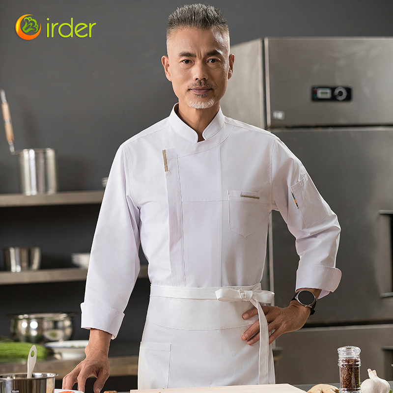 invisible buckle side open upgrade restaurant cooking chef jacket