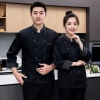 classic stripes collar chef jacket uniform