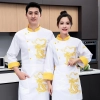 yellow dragon emboidery chef jacket apron Color White