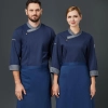 2025 cold drinks shop  bread store uniform chef jacket coat free apron gift Color Navy Blue