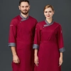 2025 cold drinks shop  bread store uniform chef jacket coat free apron gift Color Wine