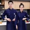 side open three buttons chef jacket coat workwear Color Navy Blue