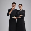 gray hem side opening women men chef coat jacket uniform