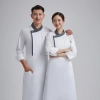 gray hem side opening women men chef coat jacket uniform Color White