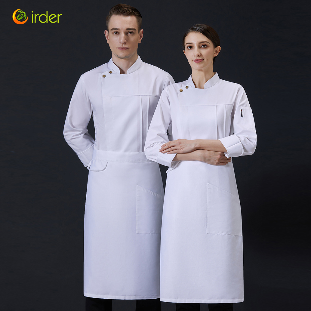 front folded unisex design long sleeve men women chef jacket coat