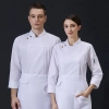 front folded unisex design long sleeve men women chef jacket coat Color White