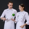 Europe restaurant popular double breasted men & women chef coat workwear baker uniform Color White